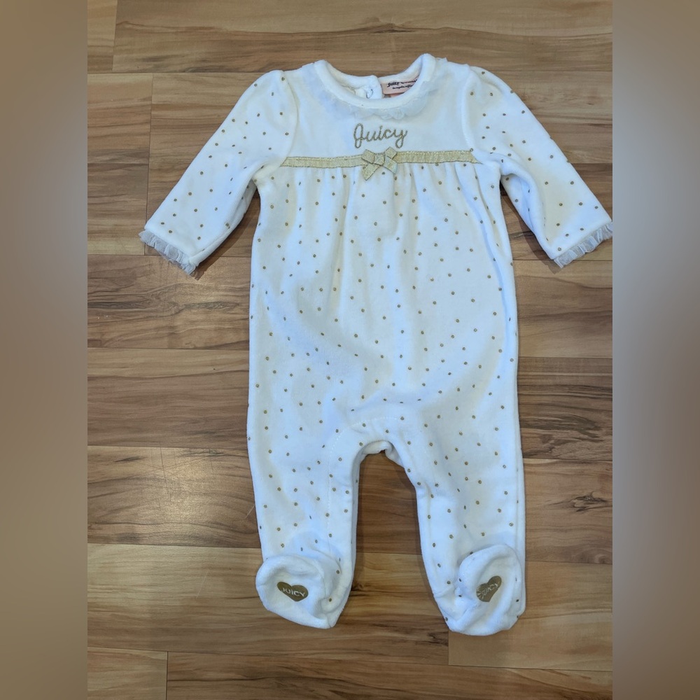 Juicy Couture White and Gold Baby One Piece